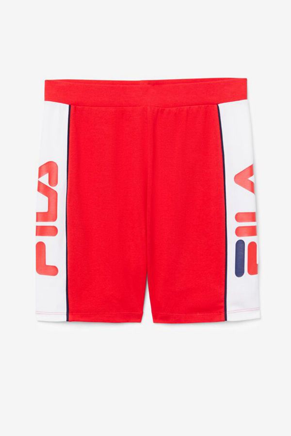 Fila Trina High Waisted Bike Women's Shorts - Red/White/Navy,NZ 291-79512